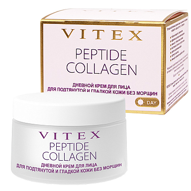 PEPTIDE COLLAGEN DAY FACE CREAM FOR TIGHTENED AND SMOOTH WRINKLE-FREE SKIN