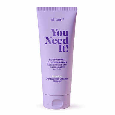 YOU NEED IT! Cream-foam for washing with aqua sponges and ceramides for the face
